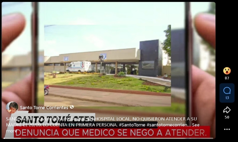 Joven dice que no quisieron atender a su madre en la Guardia del Hospital 